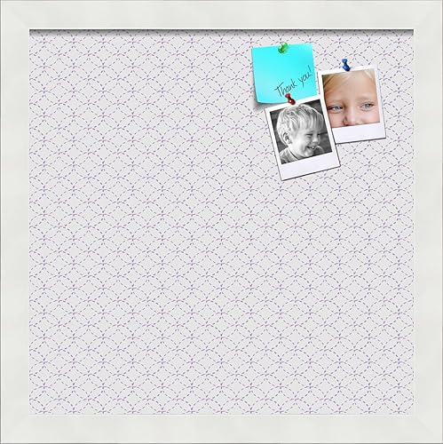 Miniatura 48 de PinPix Tablero de anuncios de corcho de 12 x 12 pulgadas. Este tablero decorativo enmarcado viene con diseño de círculos B W y un marco blanco