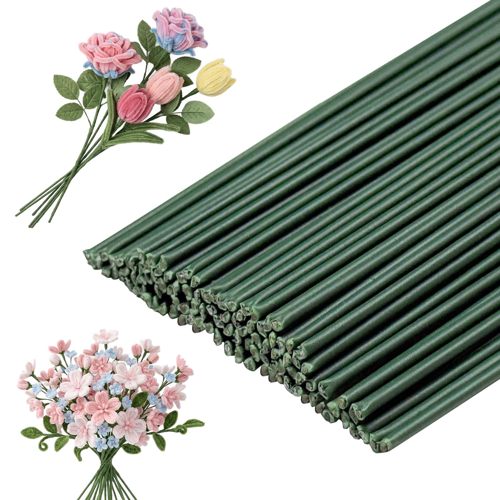 100Pcs Floral Wire Stems, 30cm x 2mm Garden Wires, Flower Floristry Wires