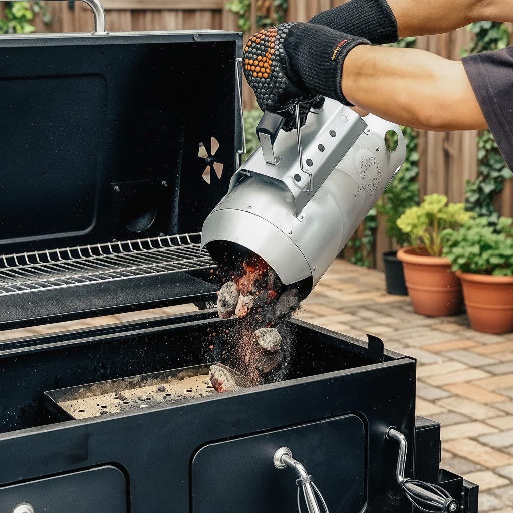 Onlyfire Grande Accenditore a Ciminiera con 50 Accendifuoco Ecologico, Ciminiera di Accensione con Maniglia di Sicurezza Isolata Termicamente, Accenditore Rapido per Barbecue a Carbonella