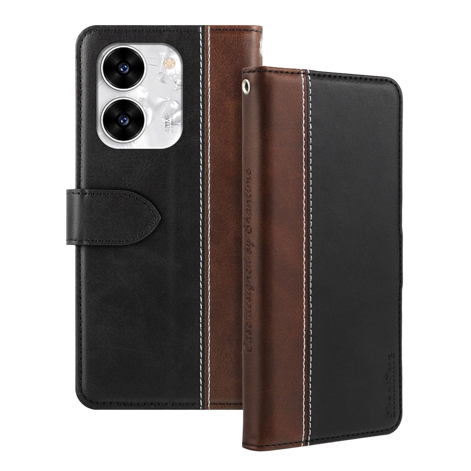 Leather Flip Case Compatible with Benco S1 Plus Without Camera Case With Card Holder RFID Blocking Magnetic Kickstand Slim Fit Business Protective Cover(Black)