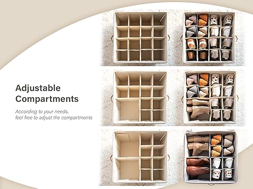 Miniatura 4 de StorageWorks Organizador de zapatos para armario, contenedores de almacenamiento de zapatos de tela extra grandes con cubierta transparente,