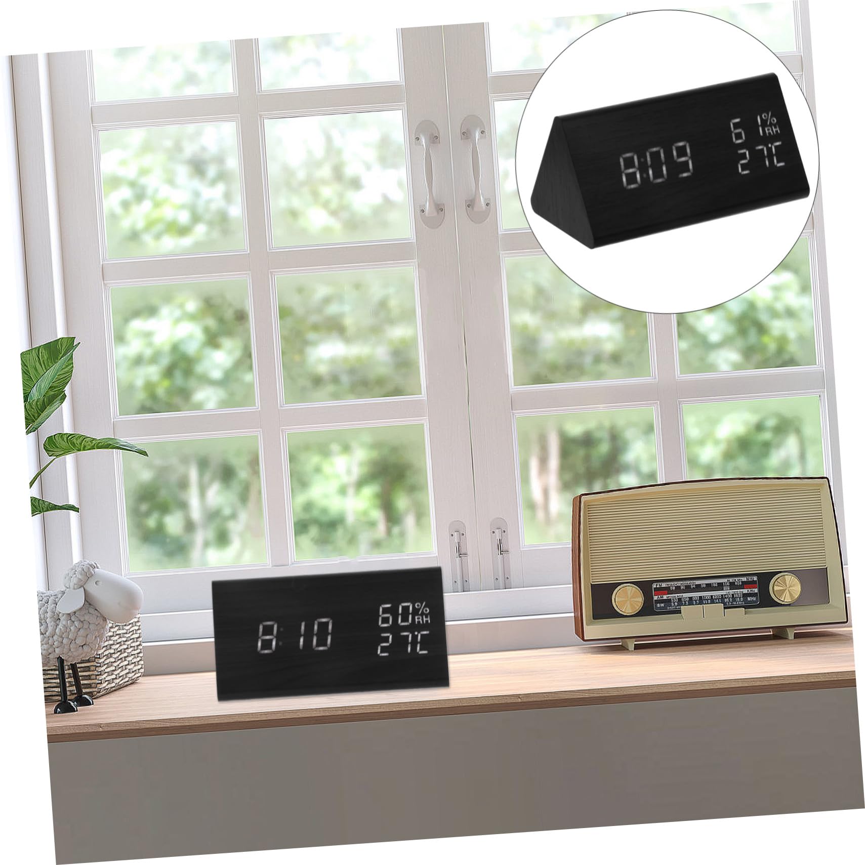 Reloj Despertador LED de Madera con Control por Sonido Pantalla Digital de Temperatura y Humedad Temporizador Múltiple para Mesita de Noche y Cocina