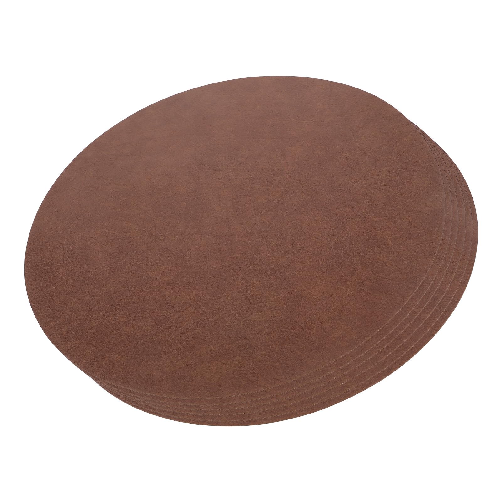 SOLUSTRE Set 6 Pezzi Sottopiatti Rotondi in Ecopelle Pu 15 Pollici Motivo Lavabile Antiscivolo per Cucina e Tavola, Facile Manutenzione e Uso Versatile