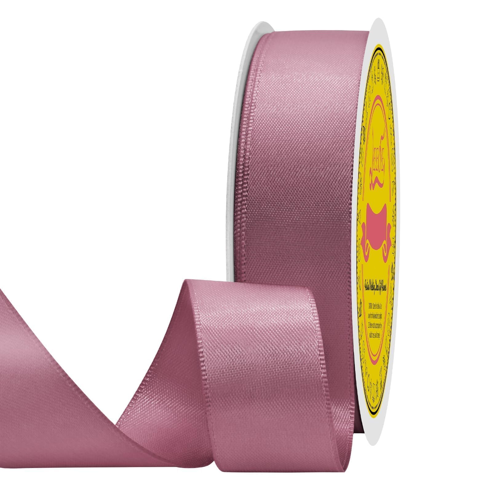 Double Face Rose Mauve Satin Ribbon 7/8 inch X 25 Yards Polyester Rose Mauve Ribbon for Gift Wrapping Very Suitable for Weddings Party Hair Bow Invitation Decorations and More