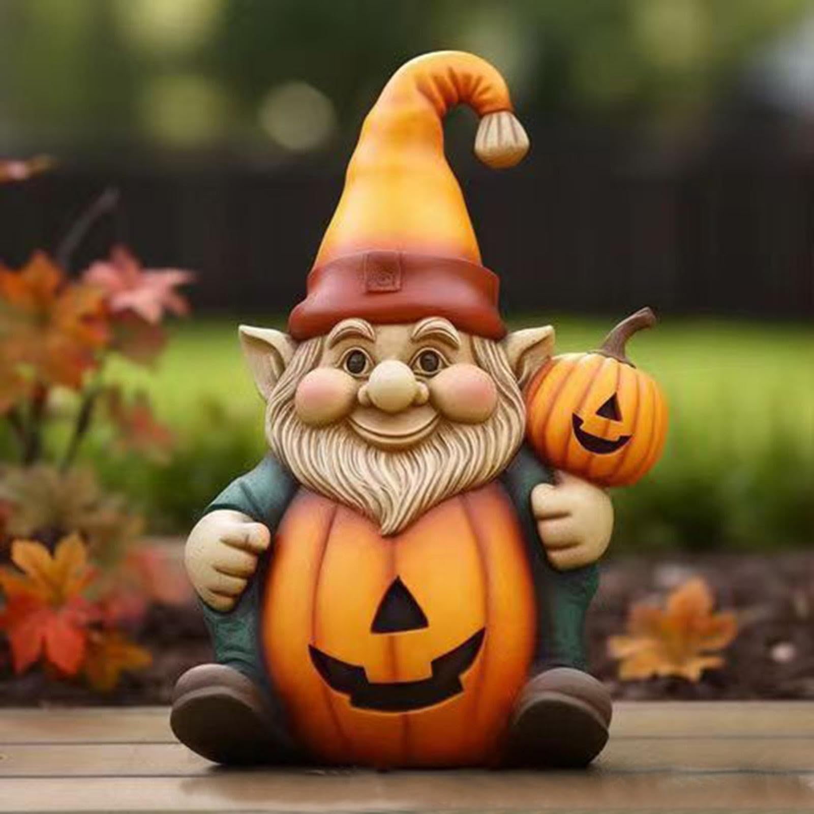 Statue Citrouille Décorative Halloween/Automne - Résine, 10x10x9 Cm, Pour Porche, Jardin, Intérieur