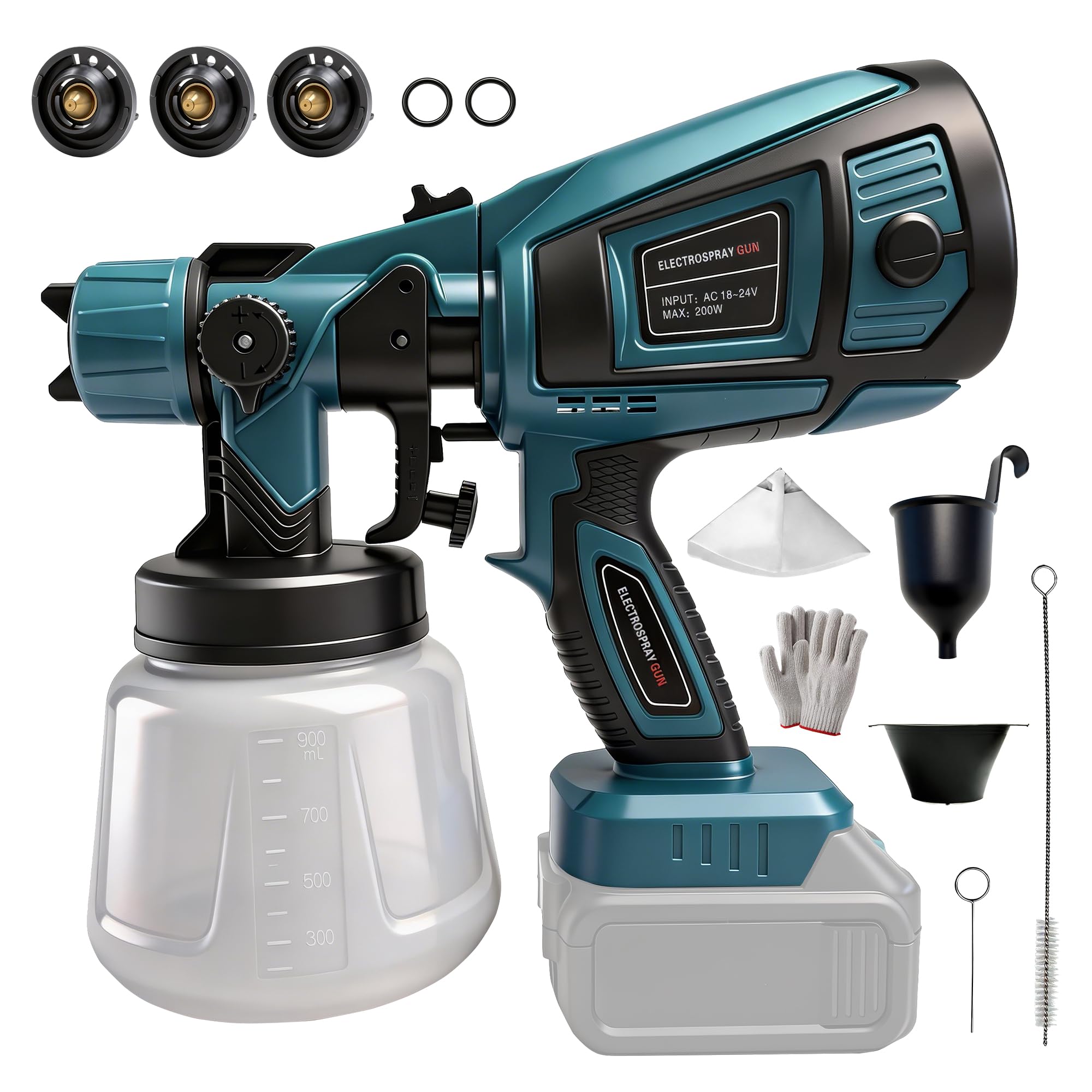 Pulvérisateur de peinture sans fil compatible batterie 18V intérieur
