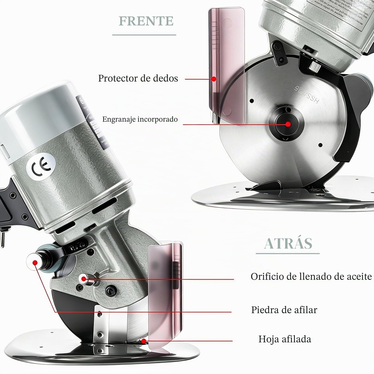 CGOLDENWALL Cortador Tela Rotativo Electrico YJ-125, Cuchilla 125mm | 40mm Grosor Max de Corte, Afilado Automatico, Cuchilla Repuesto, Textil Cuero