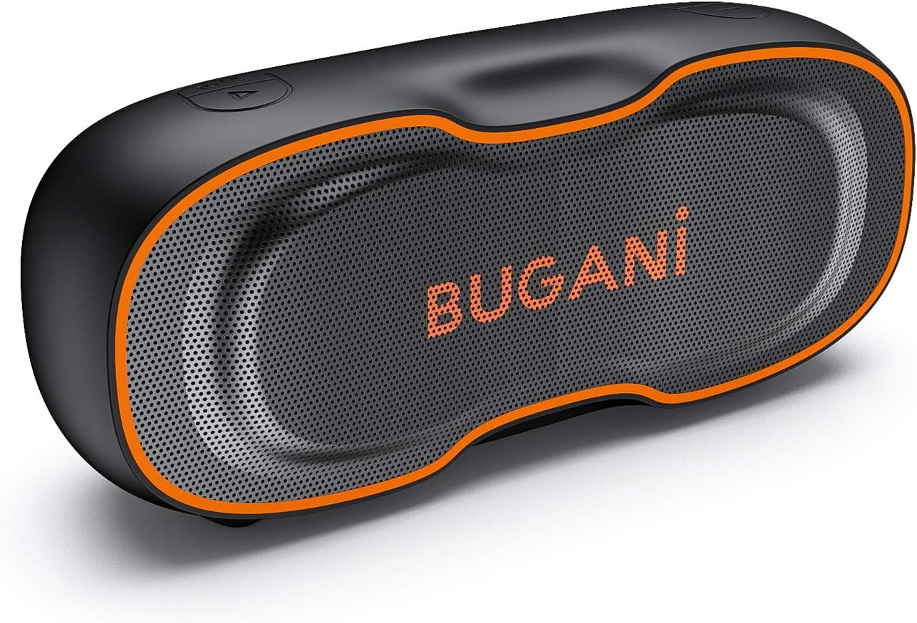 Bluetooth Speaker, Bugani M130 Portable Bluetooth Speaker 5.0 with Amazing Bass, Stereo Sound, 100ft Wireless Range, Built-in Mic, Portable Speaker for Home, Office, Outdoors and Travel