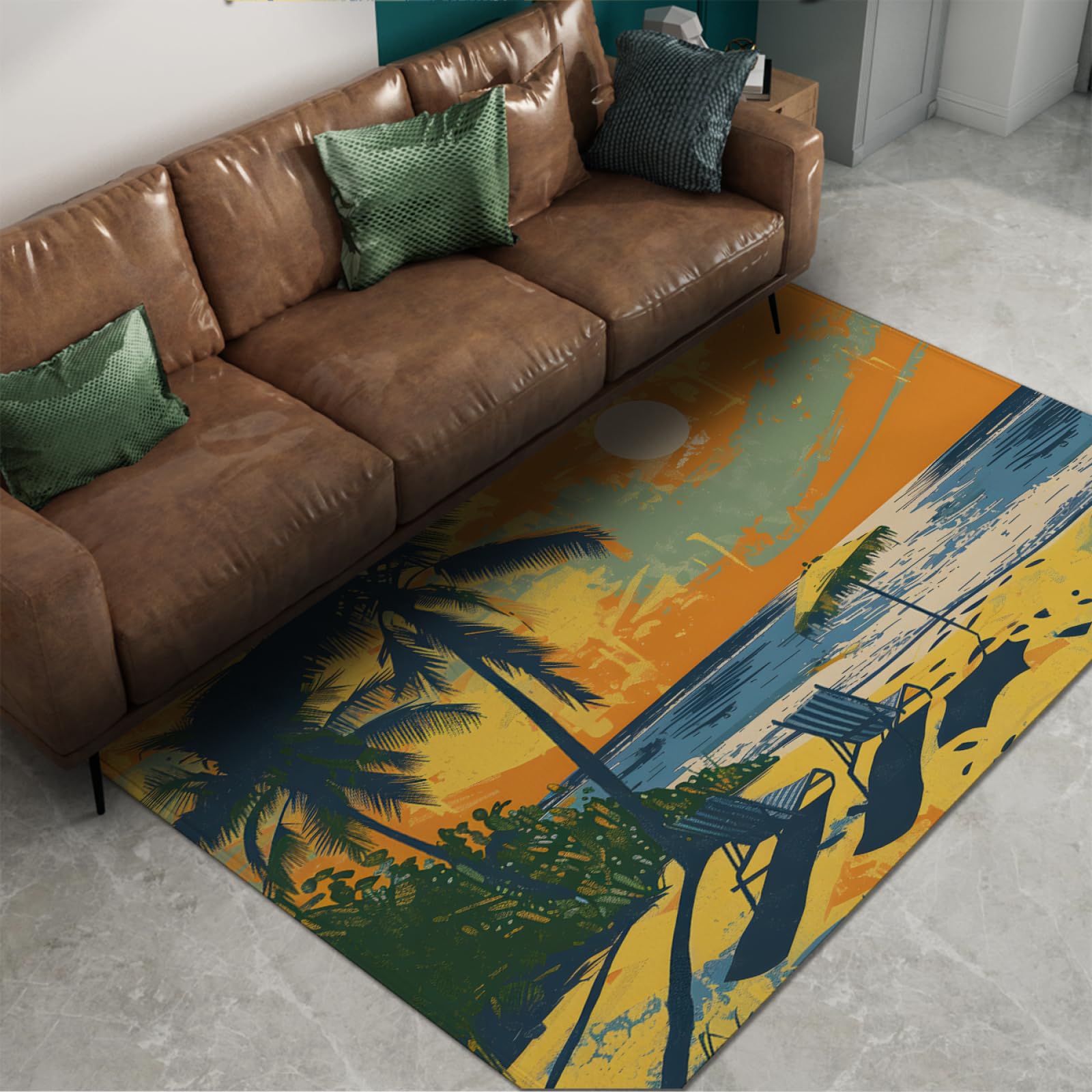 Amazon | ポップアートラグ 60x90cm - 熱帯の休暇の風景、海、ビーチ