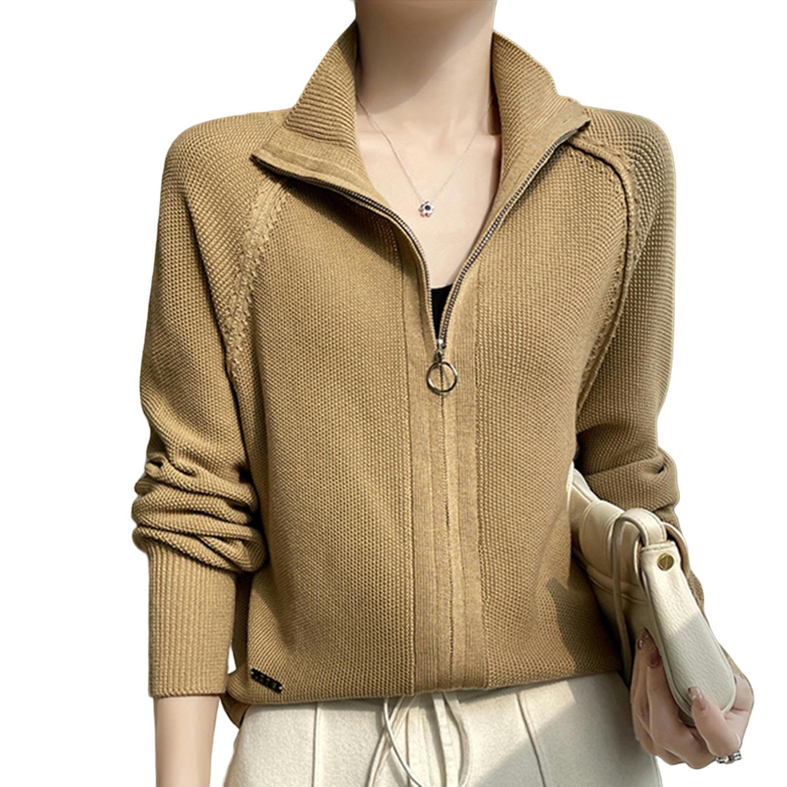 Damski kardigan kardigan sweter damski golf z długim rękawem top styl w odzieży wierzchniej Mujer dzianinowy zamek błyskawiczny