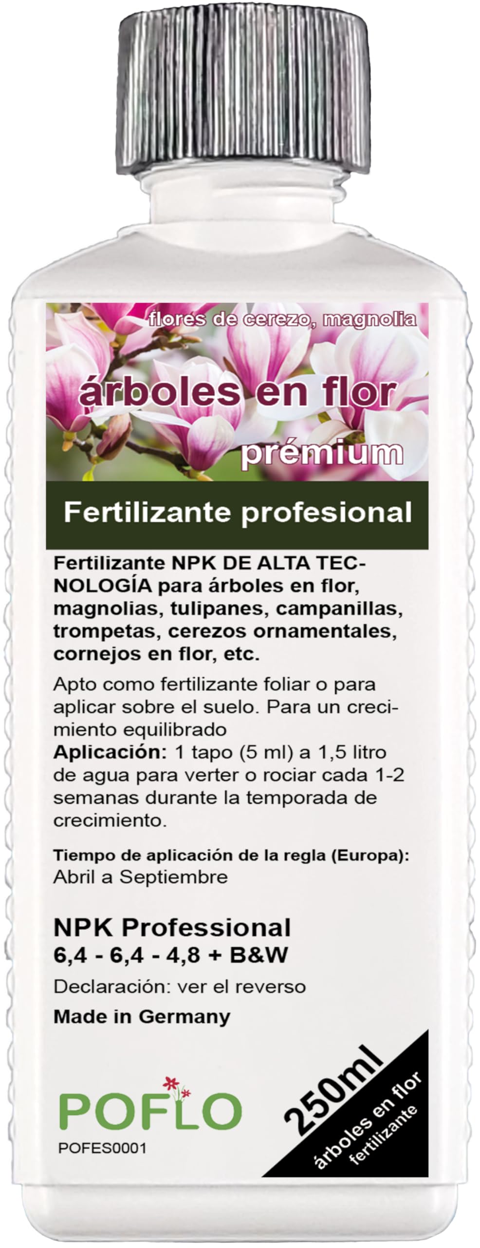 Fertilizante NPK de alta tecnología para árboles en flor, magnolias, tulipanes, campanillas, trompetas, cerezos ornamentales, cornejos en flor, etc. (250ml)