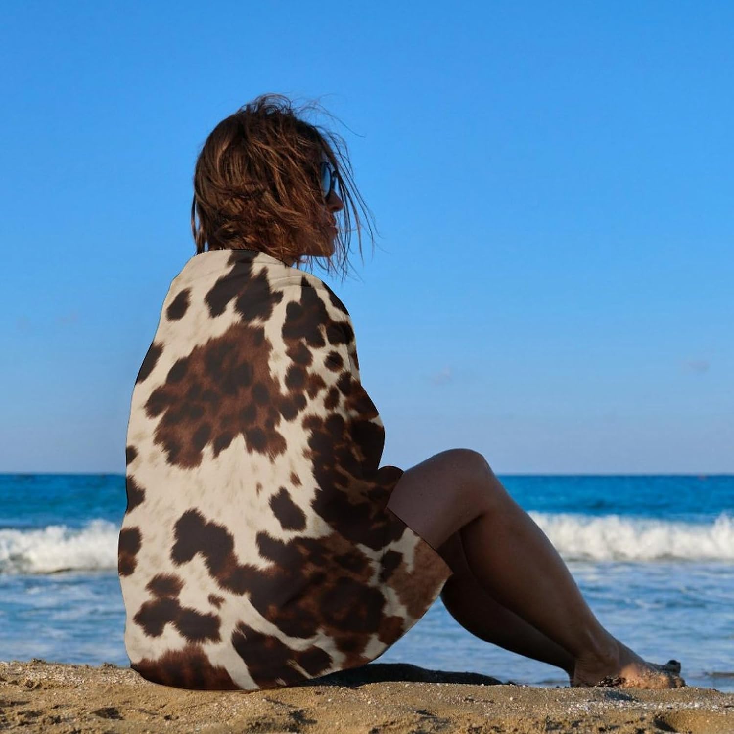 Swimming Towel, Cow Fur Print Printed Fashion Towel,Portable Towel,Durable Towel