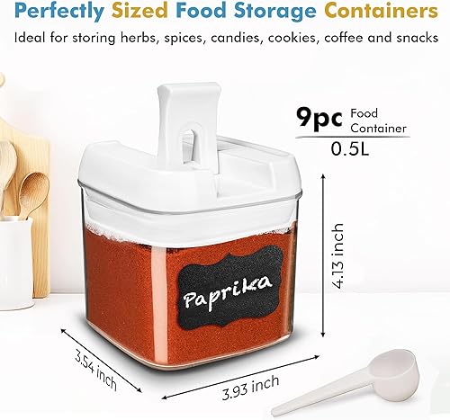 Miniatura 12 de Shazo 6 recipientes herméticos de almacenamiento de alimentos, recipientes de plástico transparente sin BPA para aperitivos y especias con tapas de