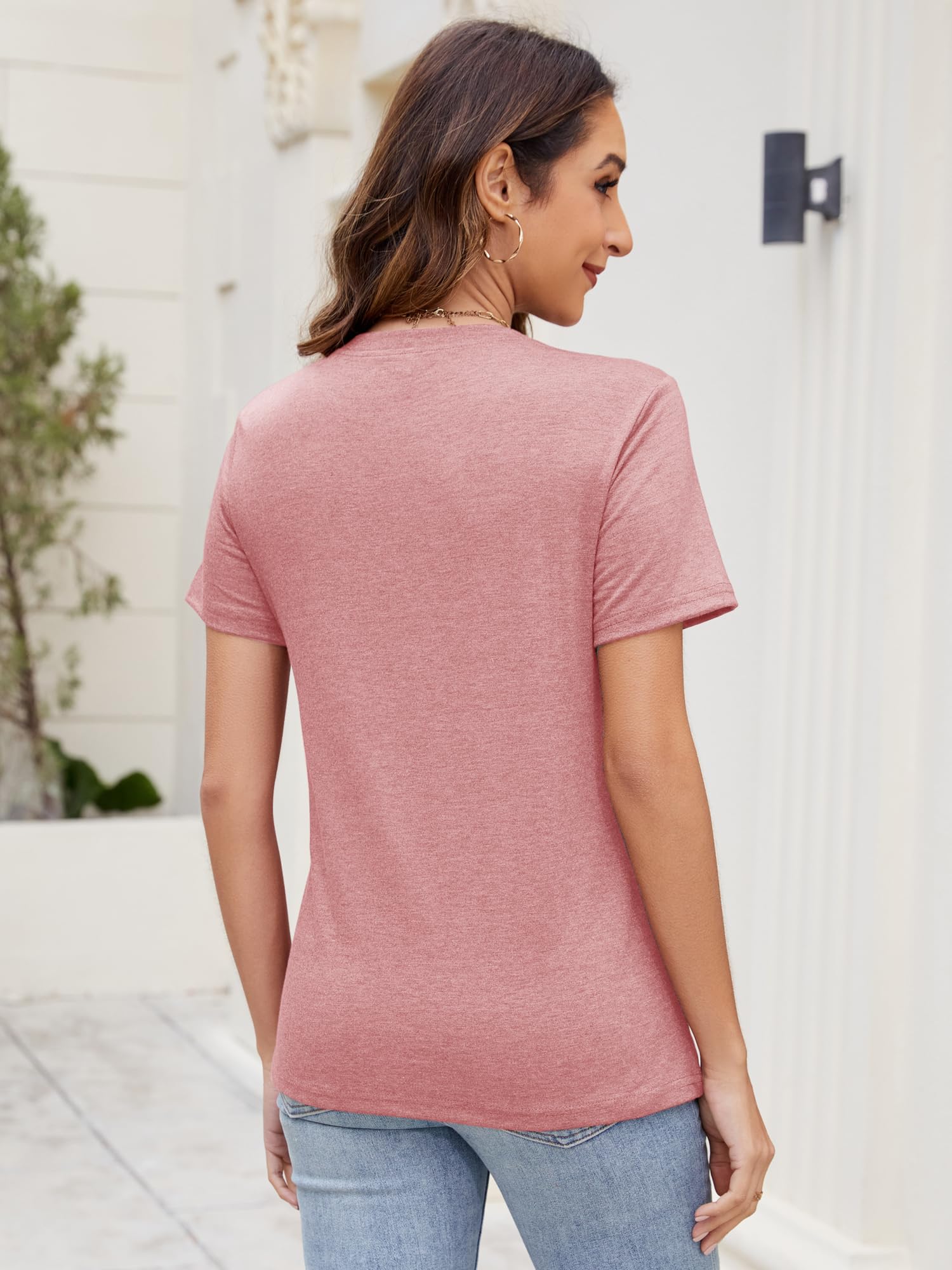 Lot de 3 t-Shirts d'été à Manches Courtes et col en V pour Femme - Basiques et décontractés