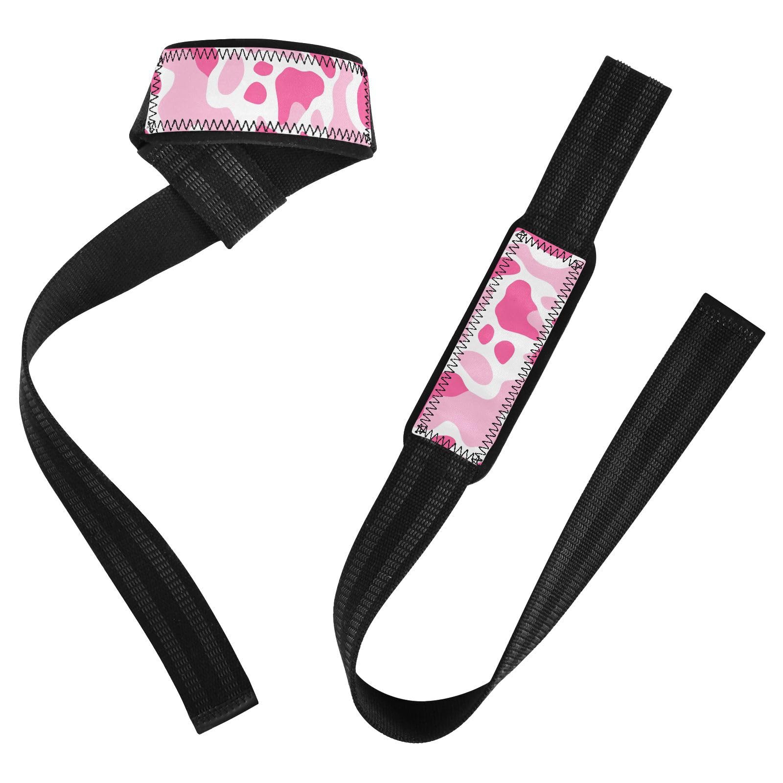 Nander Beautiful Cow Print Wrist Straps for Weightlifting,Lifting Straps with Neoprene Cushioned Wrist Padded and Anti-Skid Silicone for Strength Training,Bodybuilding,Deadlifting