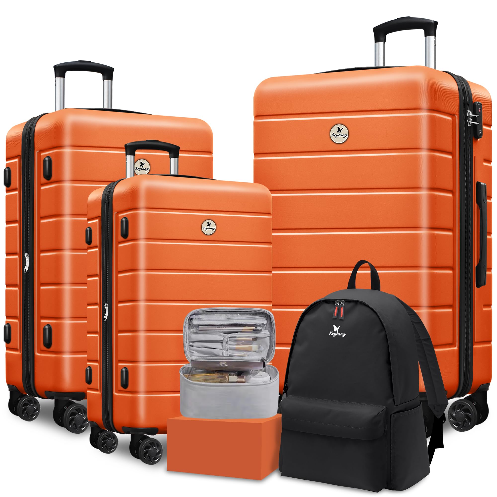 Classic Luggage Sets 5 Piece Carry-On Luggage with Spinner Wheels Lightweight Hardside Suitcase Set with TSA Lock Bonus