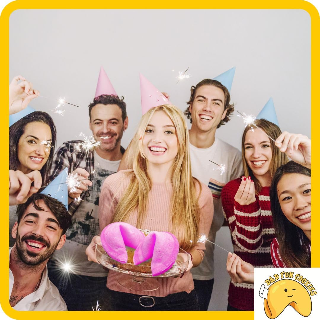 Biscotti della Fortuna Cinesi, Biglietti Profetici, come regalo, biscotti rosa, per gli ospiti, per una festa, addio al nubilato, Sapore Vaniglia (100 pezzi)