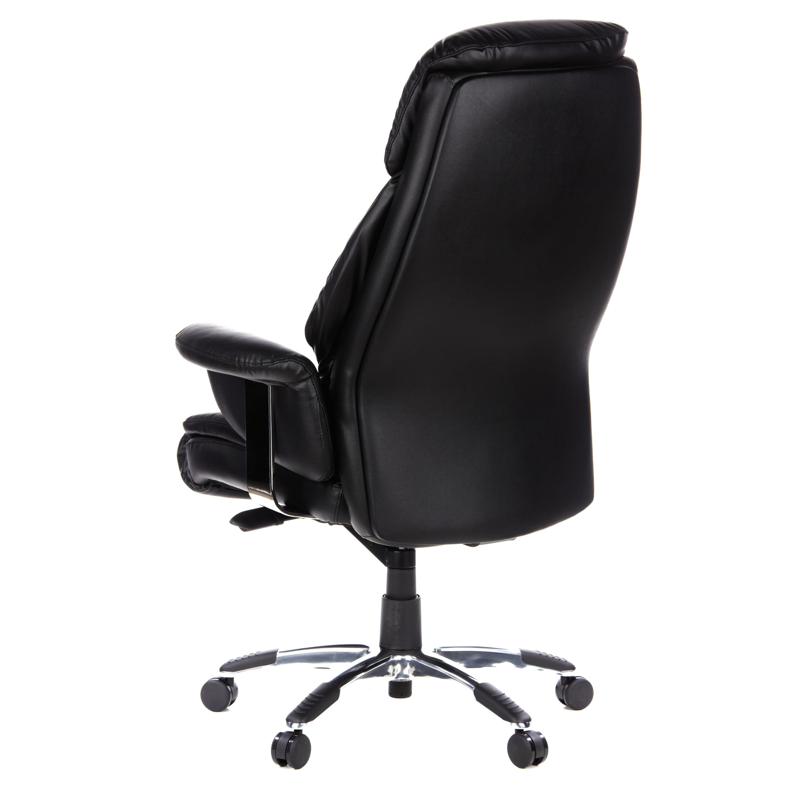hjh OFFICE 608210 XXL Silla ejecutiva Prado Piel sintética Negro, Confortable Sillón de Oficina Buen Acolchado
