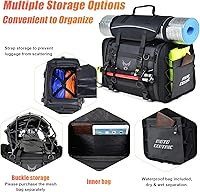 Vista 4 de MIGHTYDUTY Bolsa trasera para motocicleta, expandible de gran capacidad, 45-60L, bolsa de equipaje para motocicleta con cubierta para lluvia, tela