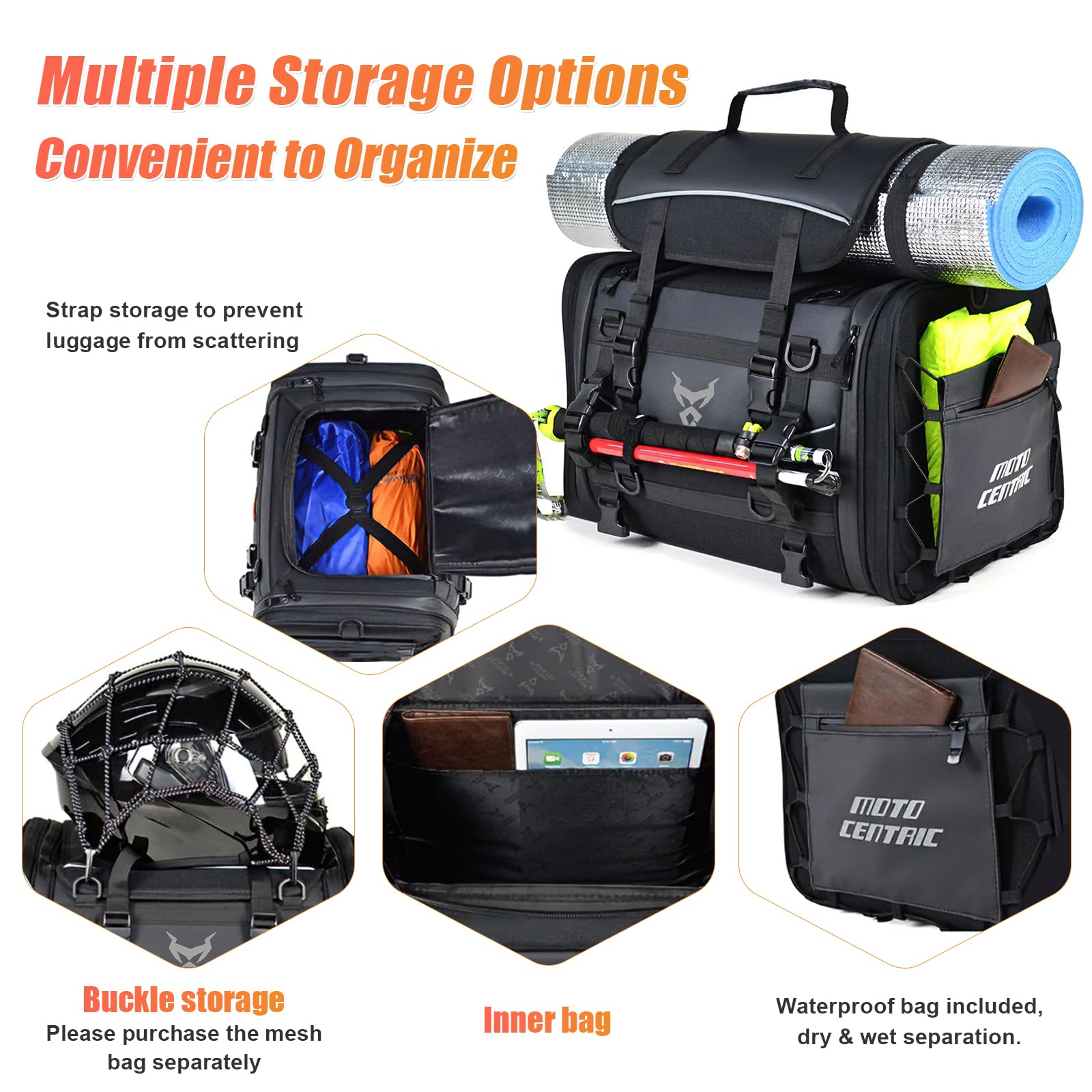 Motorrad Hecktasche Expandable 55-70L wasserdichte Faltbare Durable Multifunktionale Portable Motorrad Tasche Hard Große Kapazität Aufbewahrungstasche Grau L