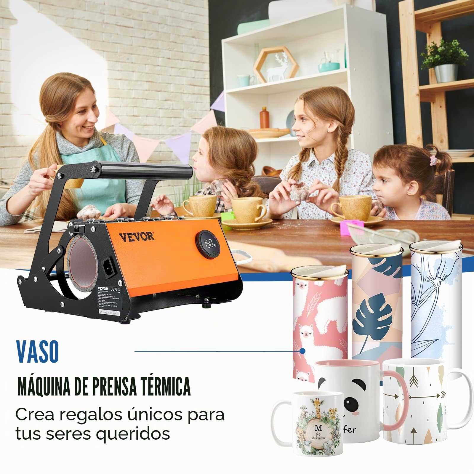 VEVOR - Prensa de calor para vasos, máquina de prensa de calor para tazas de 30 onzas, transferencia de sublimación de 11 a 15 onzas, 16 a 25 onzas, vasos rectos y delgados, prensa de calor de taza