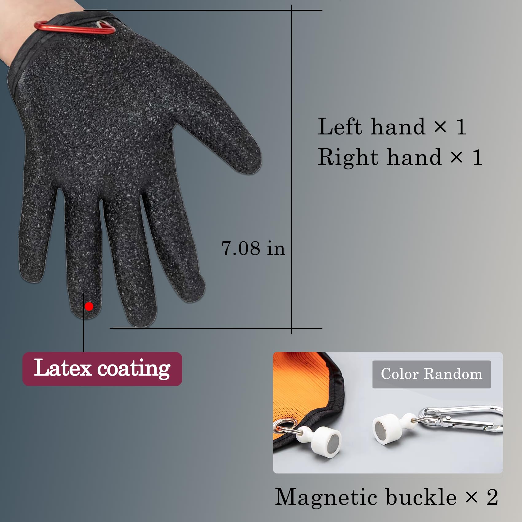 2Pcs Fishing Gloves with Magnet Release - Professional Anti-Slip Catch Fish Gloves,Puncture Proof Ice Fishing Glove for Handling,Catching,Cleaning,Hunting,Fisherman Fishing Accessories