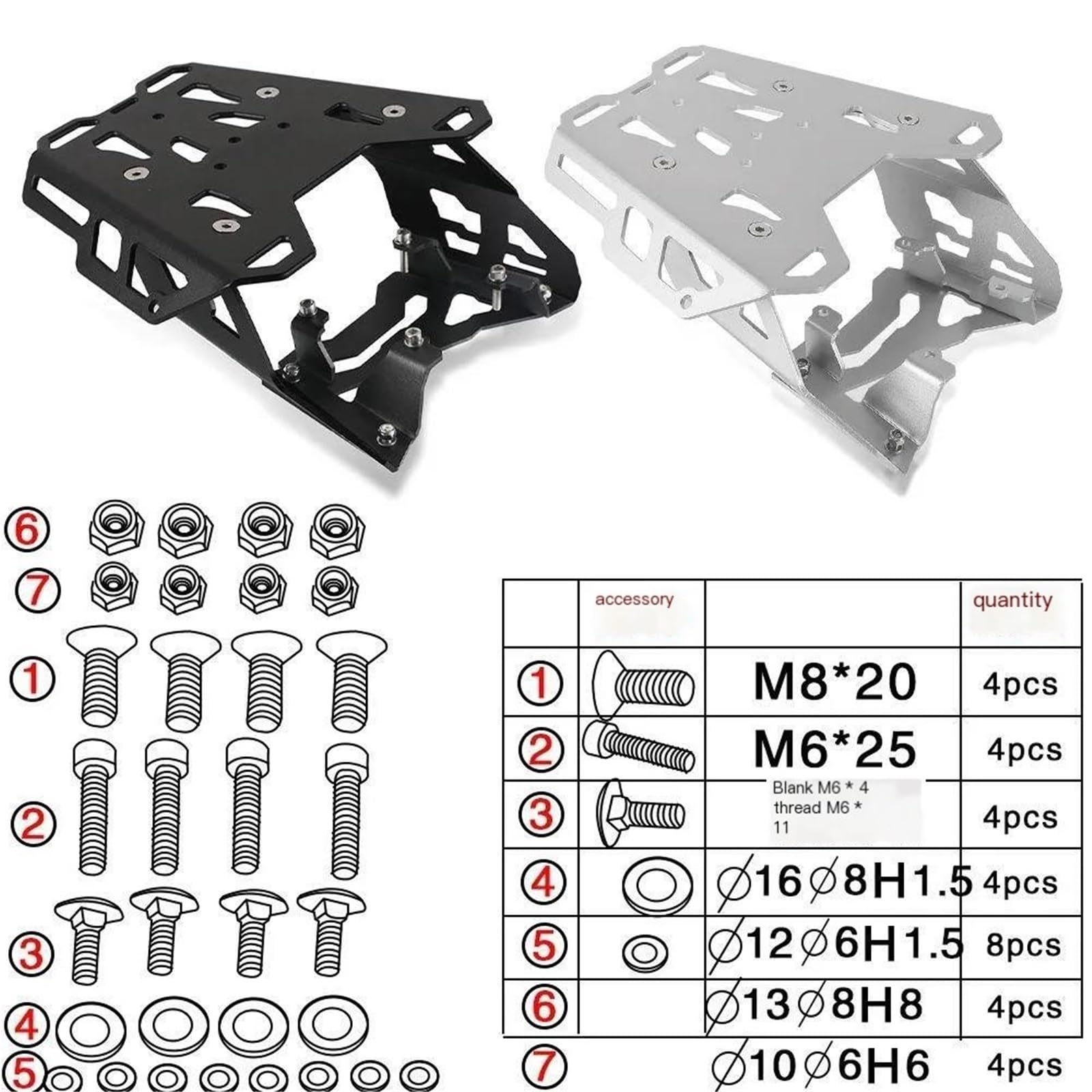 Uchwyt Topcase Zestaw bagażnika motocyklowego do Yamaha Tenere 700 T7 Rally T7 2019 2020 2021 2022 motocyklowy Wspornik(Silver)