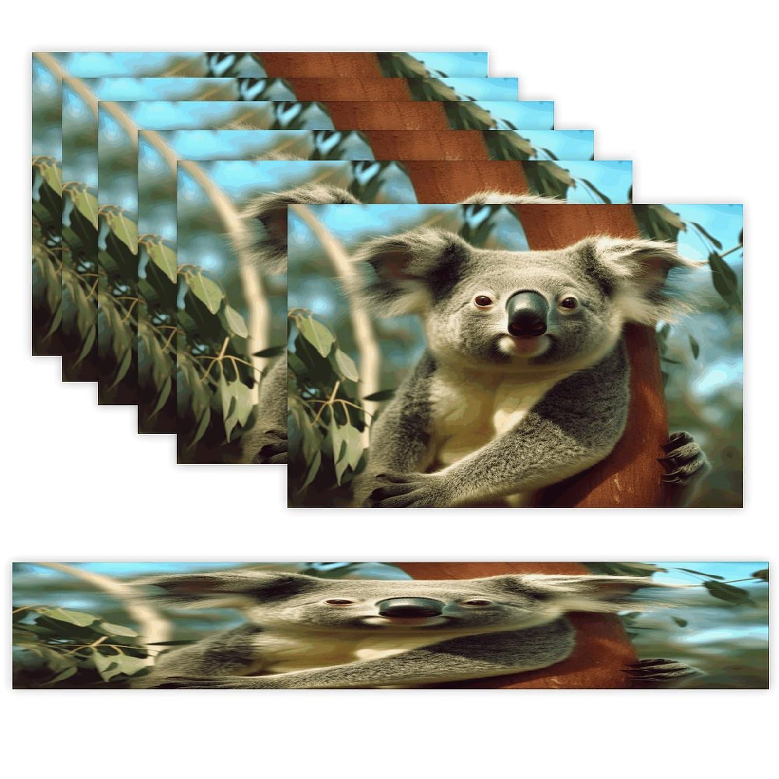 Bear Koala Table Runner and Placemats Set of 6 Heat Resistant Table Runner Place Mats Modern Cloth Table Mat Washable Linen Placemat Festive Reusable Set