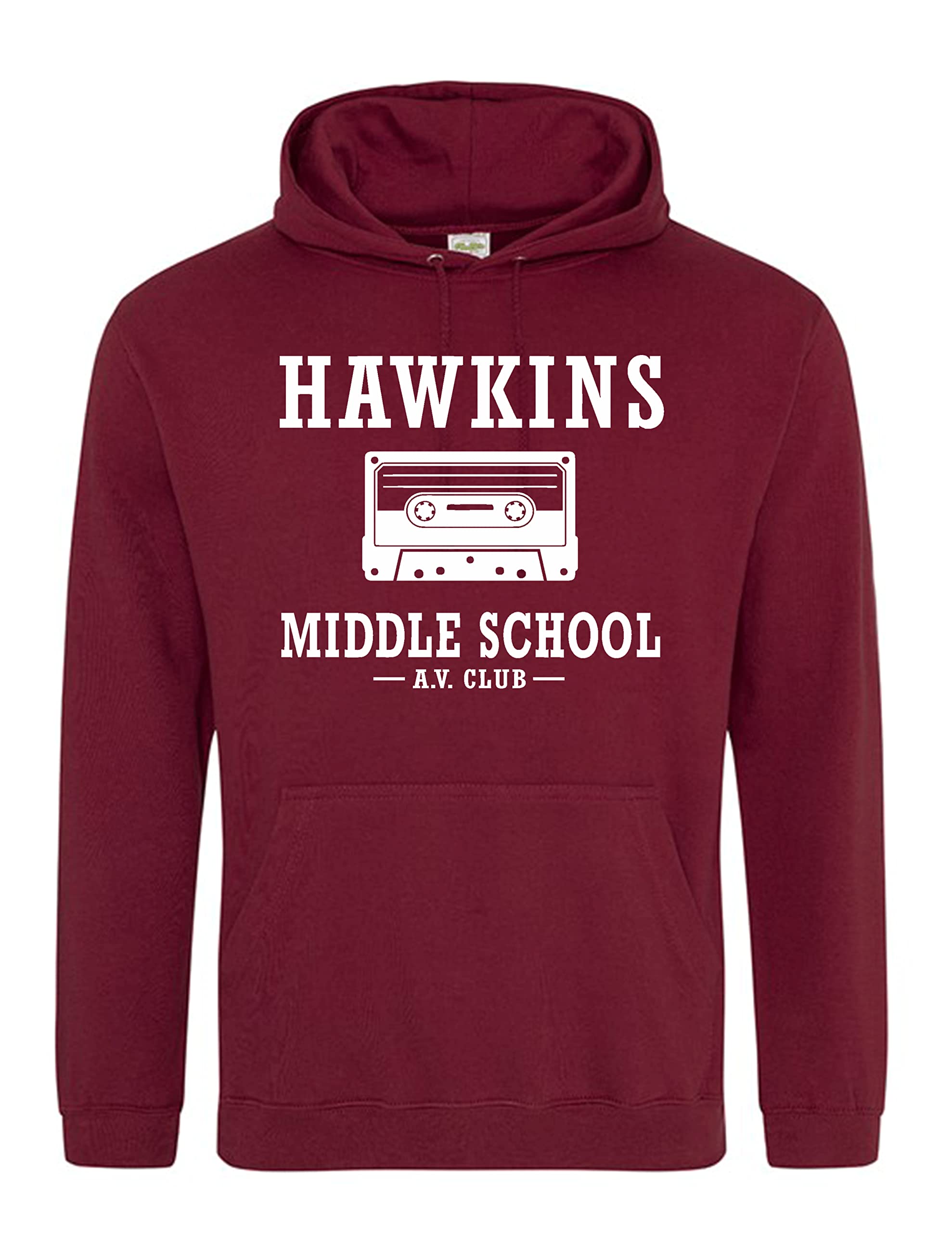 Snapit Inspired Stranger Hawkins Middle School Things Printed Hoodie Maroon