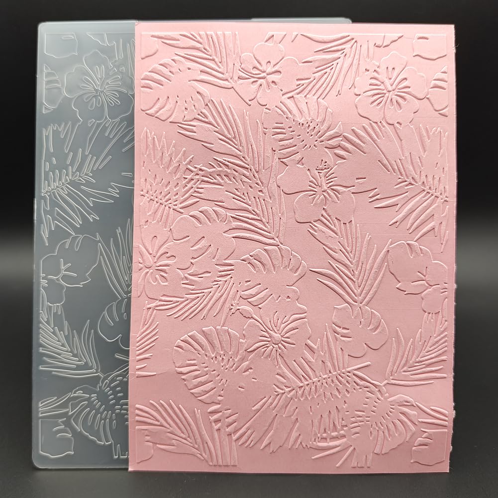 Plastic Embossing Folder (5'' x 7'' | Leaves Imprinted Pattern) Paper Crafts Plastic Textured Impressions for Card Making Scrapbooking