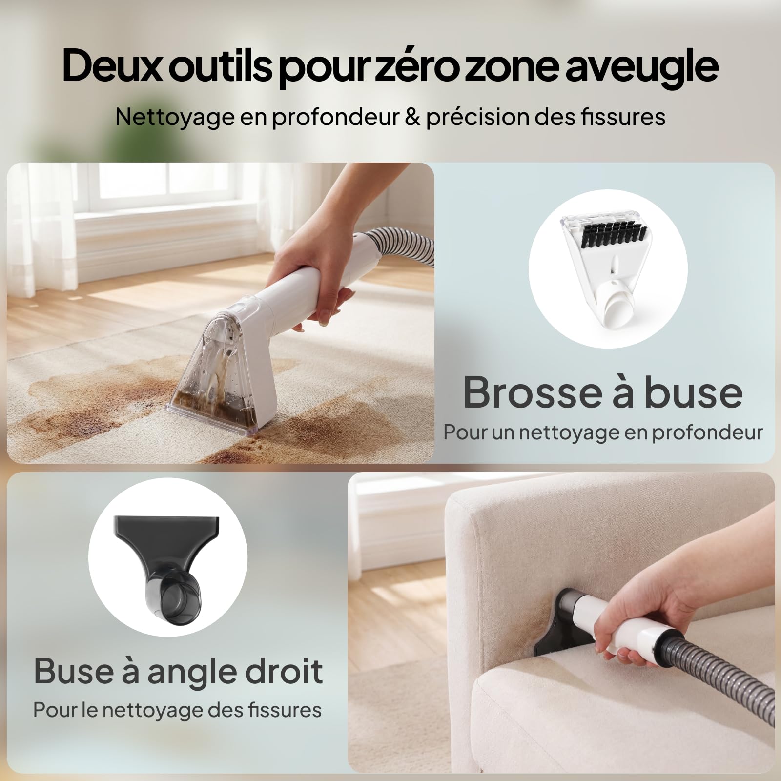 Livatro Shampouineuse Nettoyeur Canapé Tissu, 600W 16KPa Injecteur Extracteur, Fonction Autonettoyante, Réservoir 2,3 L, Compact et Portable, Shampouineuse Canape pour Tapis, Moquettes, Meubles, Auto