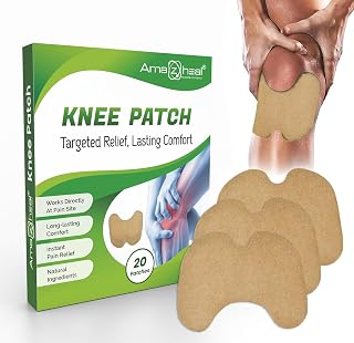 AMAZHEAL Herbal Knee Pain Relief Patches | Instant Relief for Knee, Joint & Muscle Pain | Natural Wormwood Extract & Eucalyptus (20 Patches) (Pack Of 1)