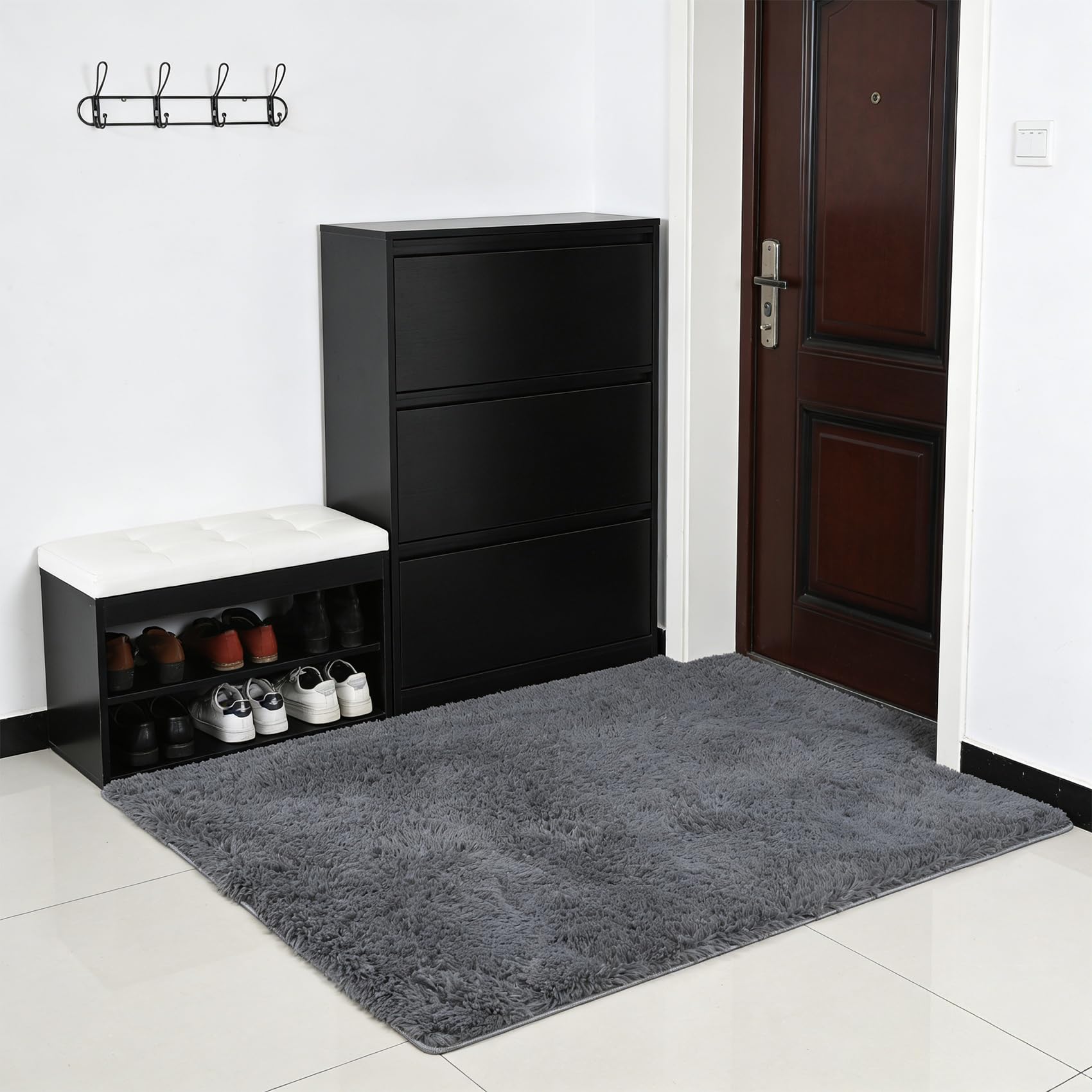 Tapis de salon à poils longs 265x140 cm facile à entretenir