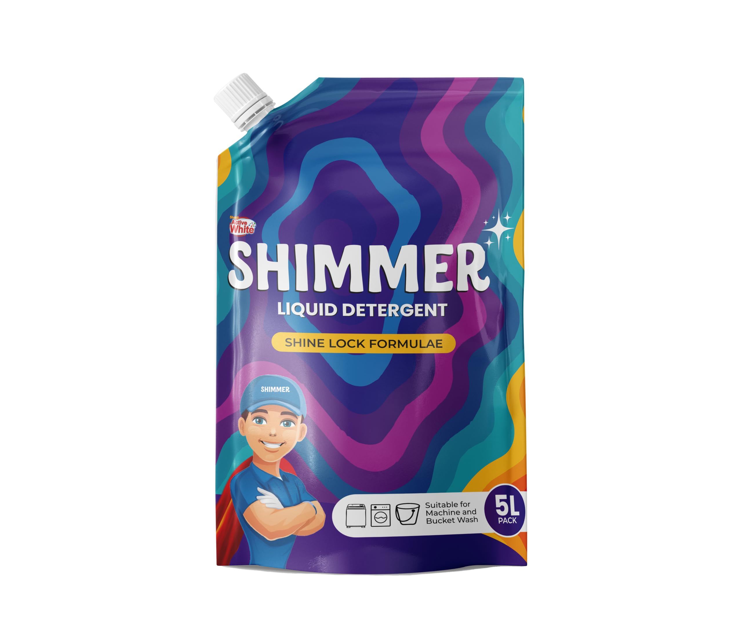 Shimmer Liquid Detergent - 5L Family Pack | French Lavendar Fragrance | Deep Clean Technology | Removes Tough Stains | Fresh Long-Lasting Fragrance | Suitable for All Washing Machines & Bucket Wash