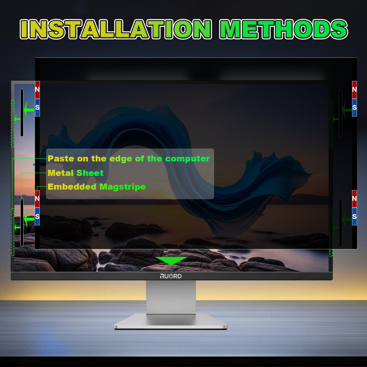 Magnético Protector de Privacidad Monitor 27 Pulgadas 16:9 - Filtro Luz Azul & Anti-Reflejo, Desmontable | Filtro de privacidad de acrílico Reutilizable por ambas Caras