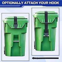Vista 4 de Windyun 1 cerradura para cubo de basura para animales con correa de metal a prueba de osos para 28-96 galones, correa ajustable para basura al aire