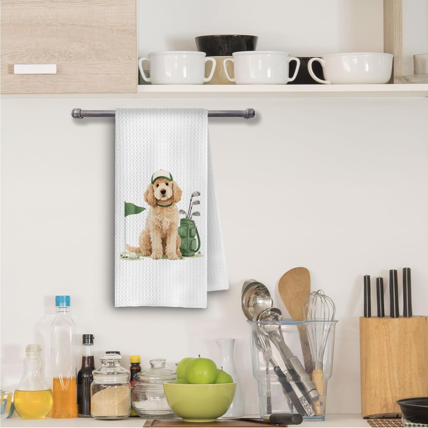 Golf Goldendoodle Dog Kitchen Towels, Goldendoodle Gifts for Women Men Decorative Hand Towels for Bathroom, Golf Lover Gifts Dish Tea Towel for Kitchen, 16x24 Inch - Image 3