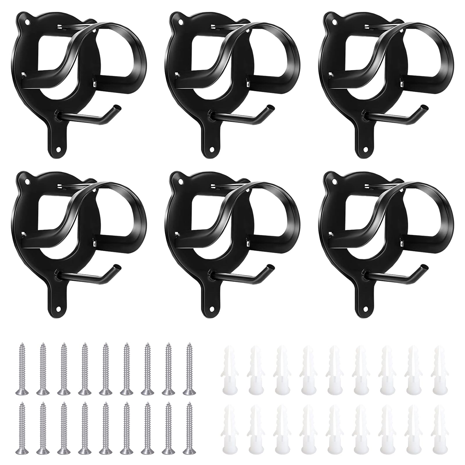 Cabestro Para Caballos, 6 Piezas de Soportes de Brida Para Caballos Soporte de Brida de Metal Ganchos de Brida Equipados Con Tubos de Expansión Y Tornillos Para Cuarto de Aperos Granero Establo(Negro)