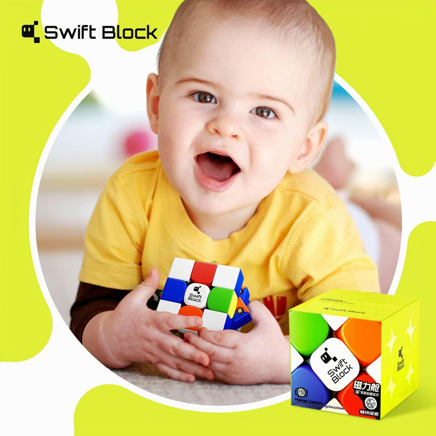 355S 3x3 Magnetico Speed Cube, Cubo Magico Professionale Originale con 48 Magneti, Rapida e Fluida Rotazione Elasticità Regolabile Solido Resistente per Bambini e Adulti
