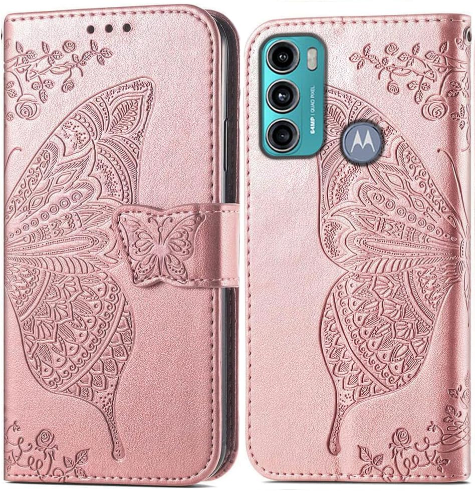 ClickCase Butterfly Series for Motorola Moto G40 Fusion Leather Embossing Wallet Flip Case Kick Stand Magnetic Closure Flip Cover for Motorola Moto G40 Fusion (Rose Gold) (B0B7DDLTFW) Amazon Price History, Amazon Price Tracker