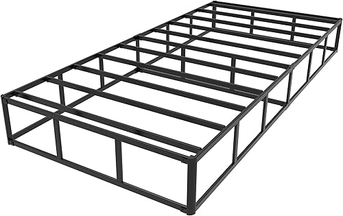 Miniatura 5 de Somier individual XL de 9 pulgadas, base de cama de metal resistente con funda de tela, base de colchón, fácil montaje, sin ruido, color negro