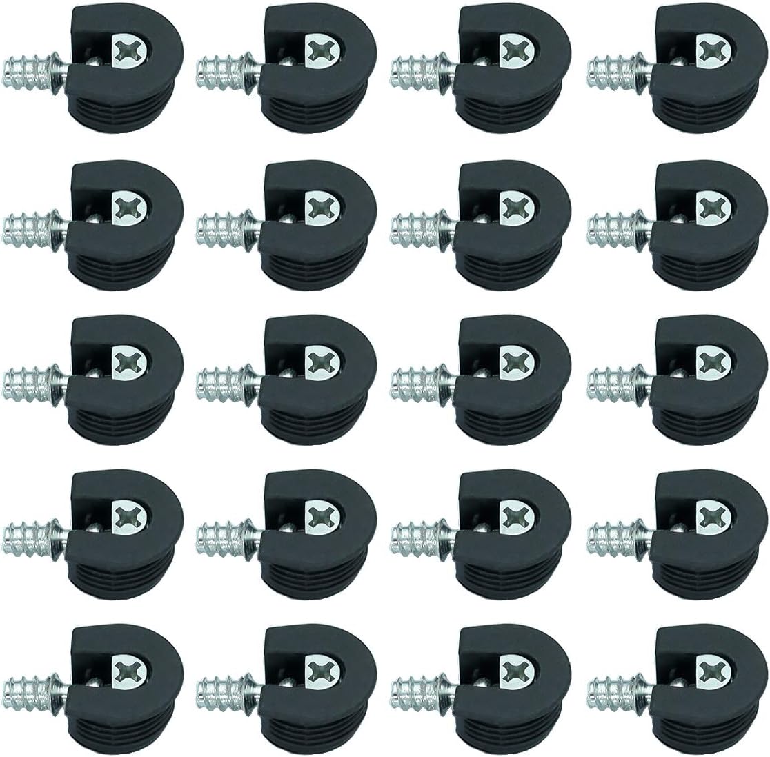 20 Pieces Thread Cam Lock Shelf Support Pin Cam Lock Cabinet Shelf Support Holder Bracket Studs Pins for Furniture Kitchen Cabinet, Black