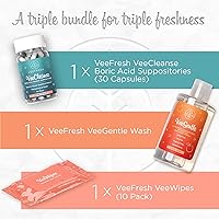 Vista 8 de VeeFresh - VeePower - Paquete de 3 supositorios de ácido bórico VeeCleanse, lavado femenino VeeGentle para mujeres y toallitas vaginales suaves