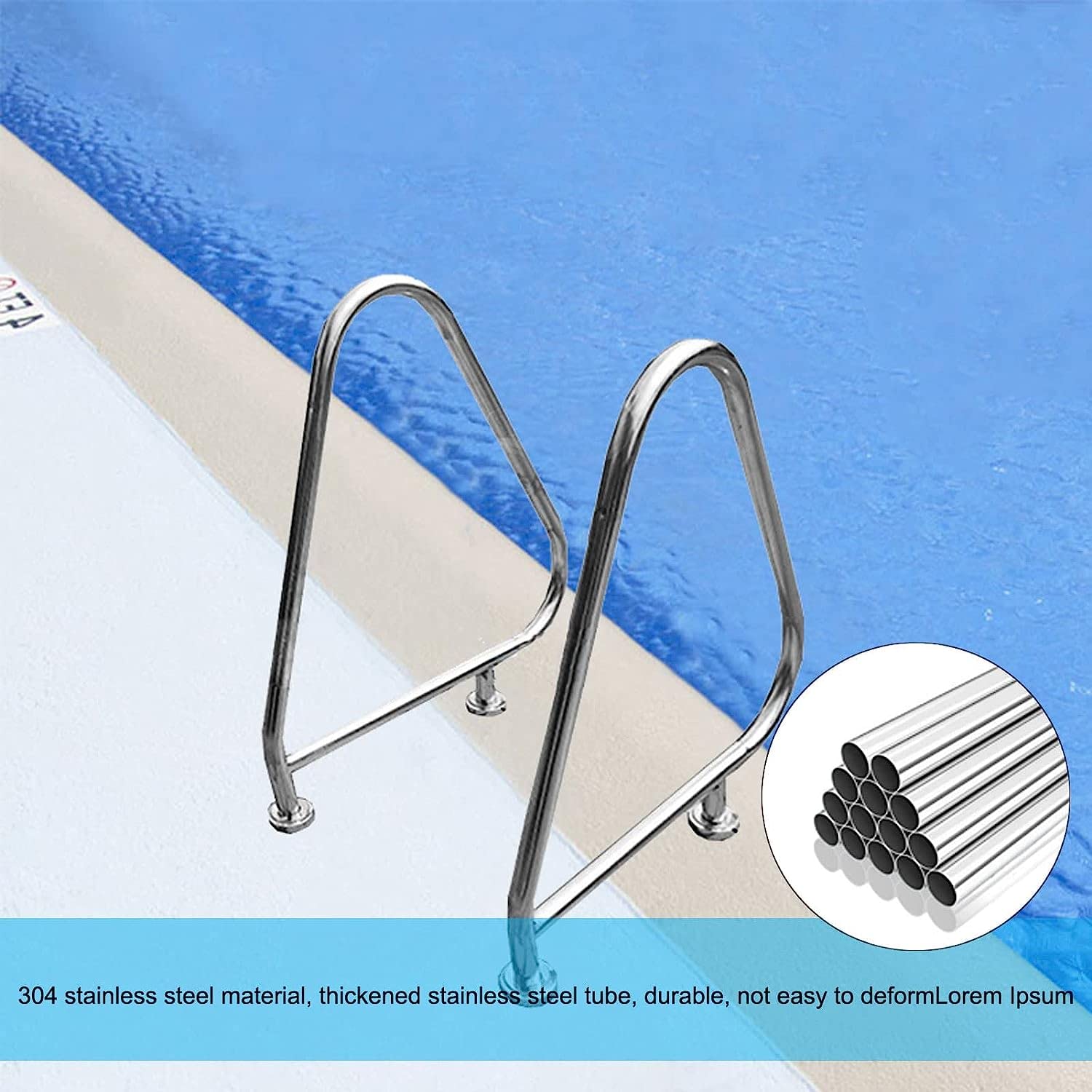 Barandilla de seguridad para piscinas, pasamanos para piscinas, asas de agarre, pasamanos para piscinas con base de montaje rápido, barandilla para piscinas enterradas, capacidad de carga de 250 libra