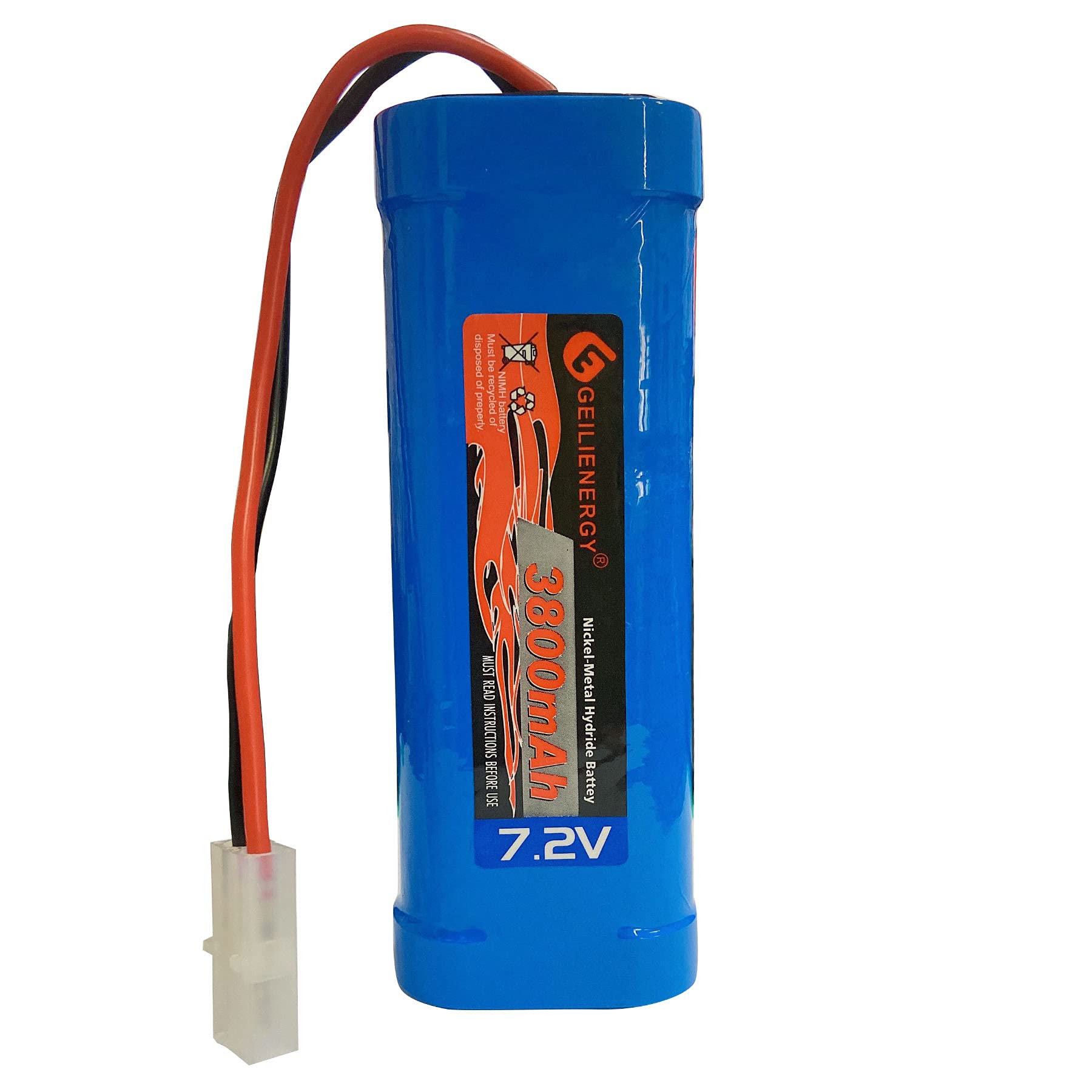 BAOBIAN 7.2V 3800mAh Ni-Mh Rechargeable RC Replacement Battery with Standard Tamiya Connector for RC Cars, Boats Robots(1 Pack)