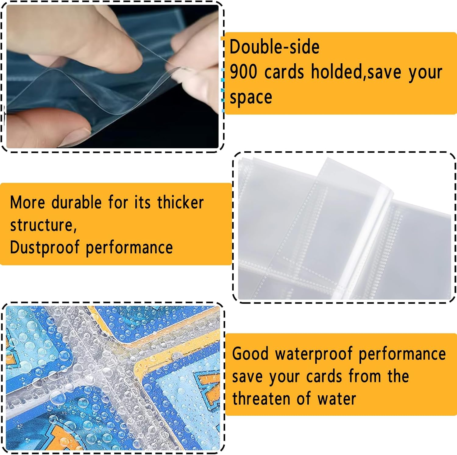 Trading Card Binder 9-Pocket,900 Pockets Card Collector Album with Zipper and 50 Removable Sleeves,Large Capacity Card Holder for Boys Girls or Children