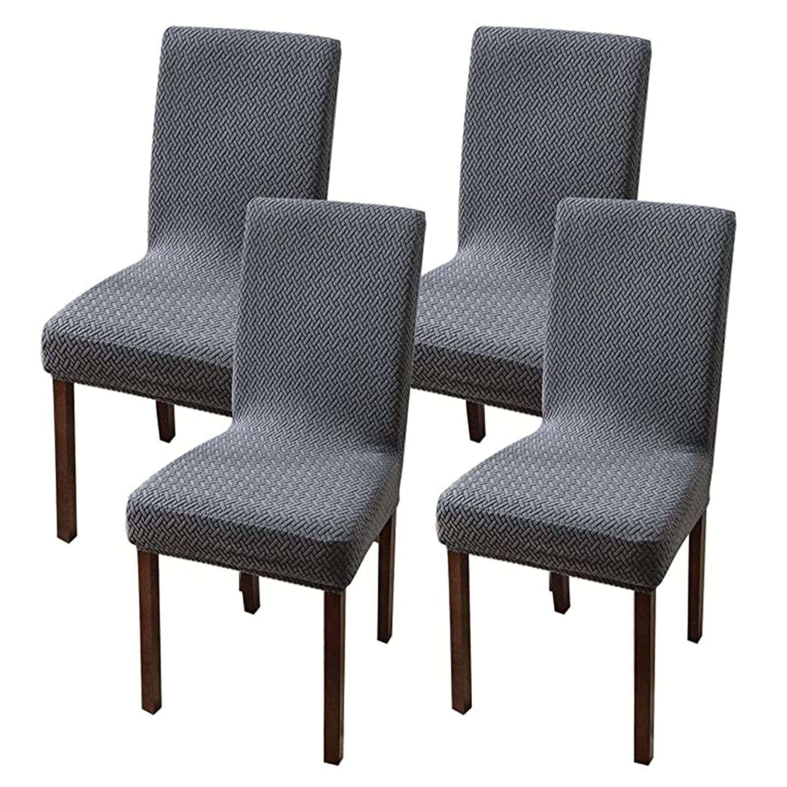 NMVAWIPT Stretch Polyester-Spandex Dining Chair Covers Elastic Washable Removable Seat Protectors For Kitchen Wedding Banquet(#4,4pcs)
