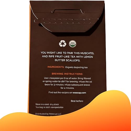 Miniatura 2 de Woocup Té de champán Darjeeling, té negro orgánico suelto (2 onzas  30 porciones)  Darjeeling de primer descarga, sin sabor añadido, certificado