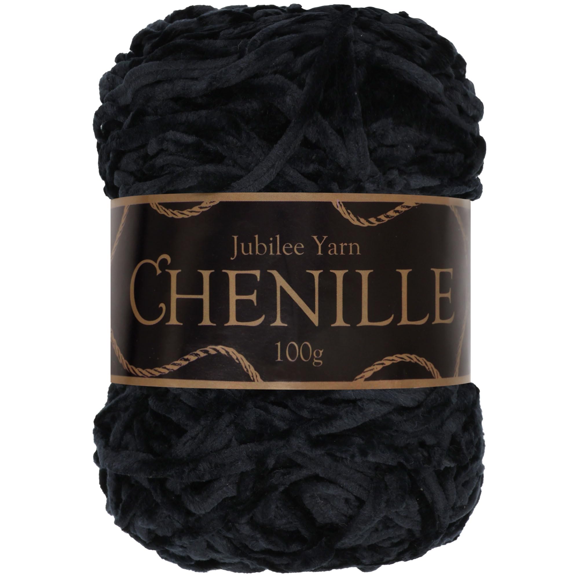 JubileeYarn Chenille Yarn - Worsted Weight - 100g/cake - Onyx - Black Velvet - Crochet and Knitting Yarn - 1 Cake