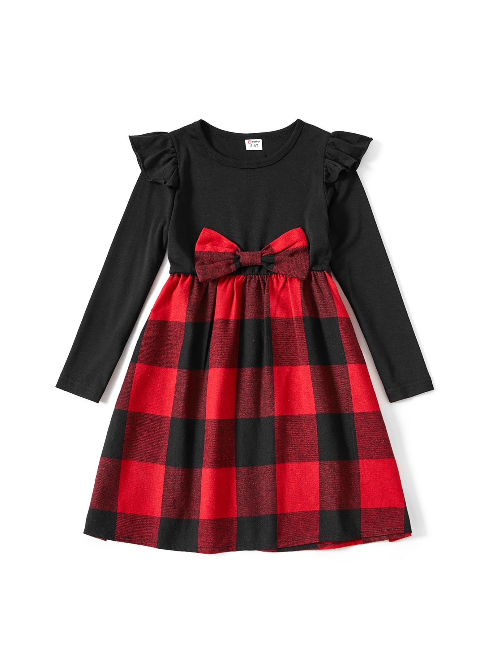 PATPAT Abito per la Famiglia in Stile Classico a Quadri, Completo Madre-Figlia/Padre-Figlio con Vestito e Camicia, Look Coordinato per Adulti e Bambini, Perfetto per Ritratti di Famiglia, Viaggi